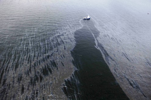 Il disastro ecologio nel golfo del Messico - Una isola di petrolio di 75000 kmq si dirige verso la Lousiana dopo l'incendio di una piattaforma petrolifera
