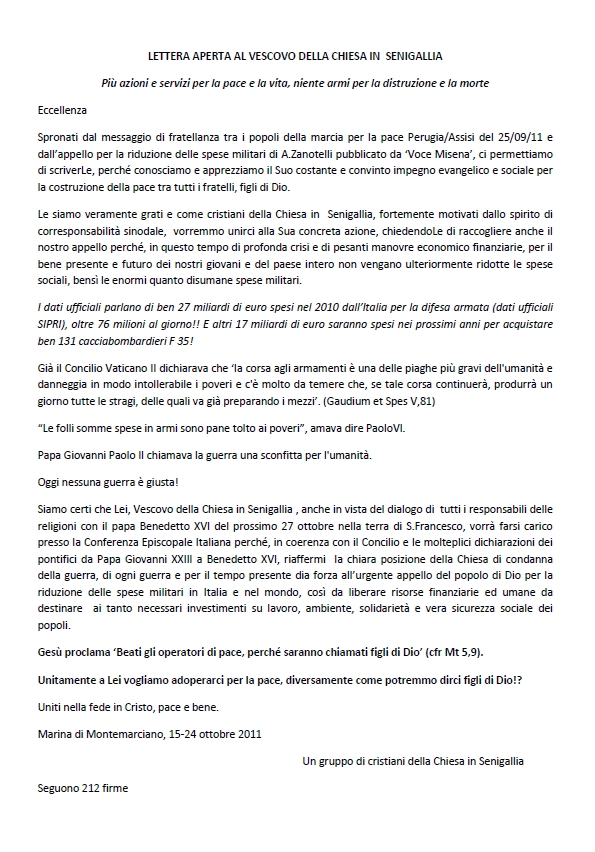 Lettera Dei Cresimandi Al Vescovo www.ildialogo.org Lettera aperta al Vescovo della chiesa in Senigallia,