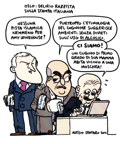 Delirio razzista, vignetta di Left del 29 luglio 2011